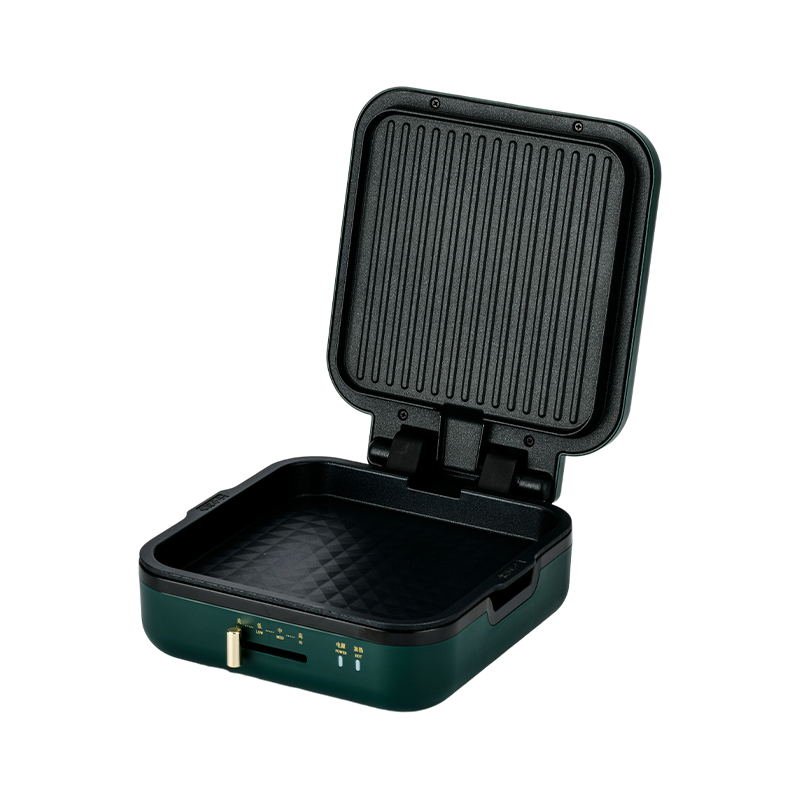 BJX-S017 24x24 cm grillpanne med grill (temperaturkontroll + trekornhåndtak)